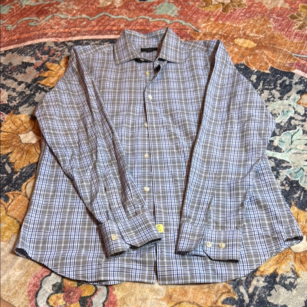 Banana Republic Blue and Gray Checkered Shirt